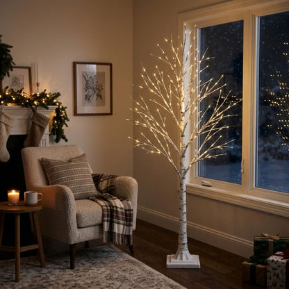 8ft LED Birch Tree with 160 Warm White Lights