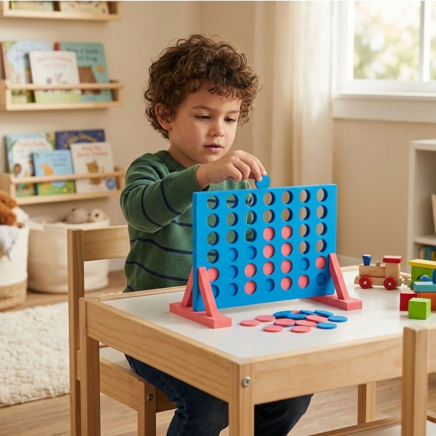 Giant 4 in a Row Game, Lawn Garden Toy with Stand