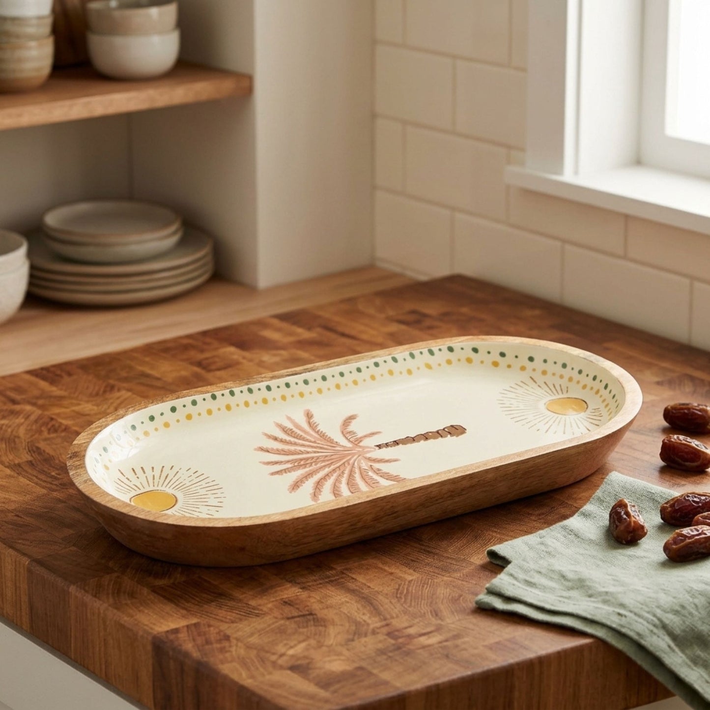 Mango Wood Oval Tray for Serving and Table Display