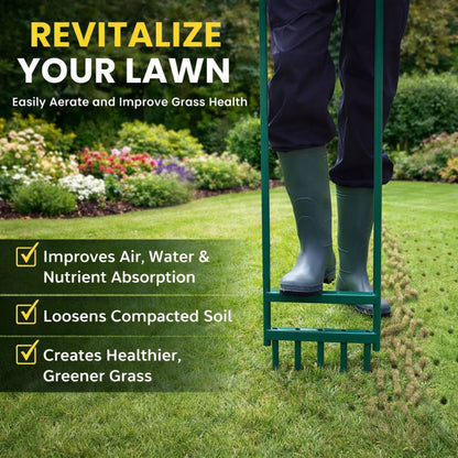 5 Prong Hollow Tine Lawn Aerator for Healthy Grass