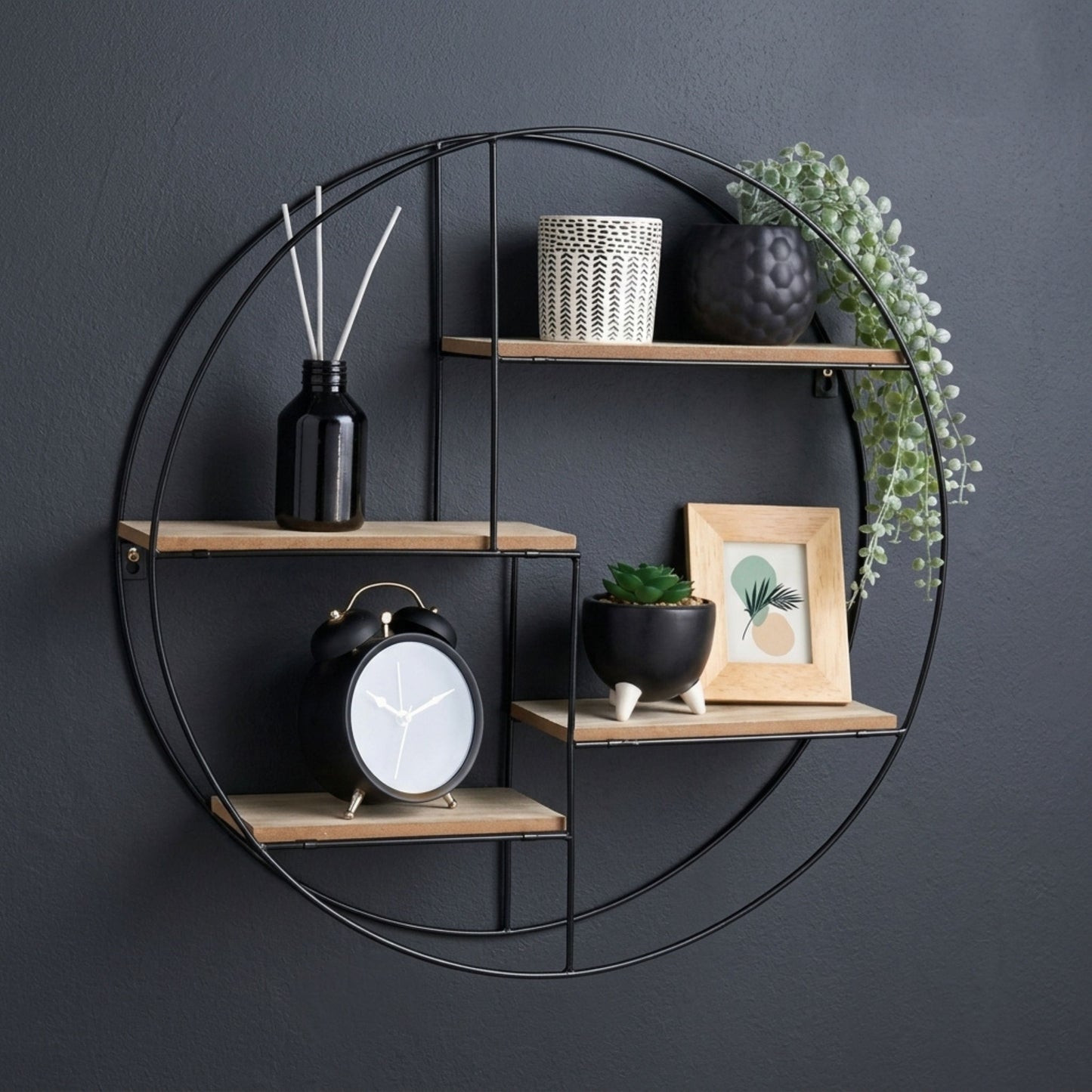 Round Storage Organizer Wall Floating Shelf