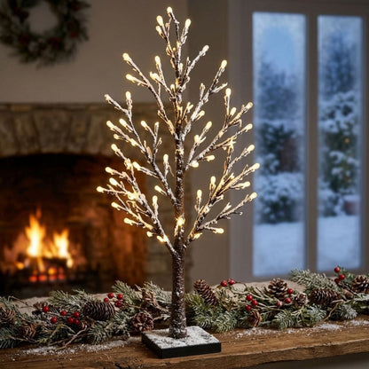 90cm Snowy Brown Twig Tree with 36 White LEDs