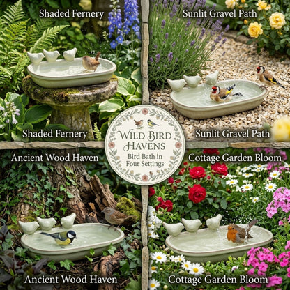 Ceramic Bird Bath Garden Decor Wild Bird Water Bowl