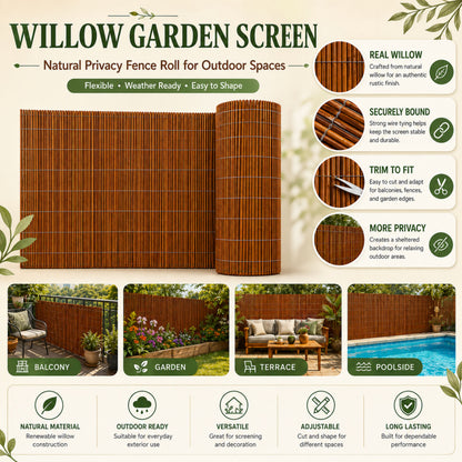 Natural Willow Fence Screening Roll For Garden