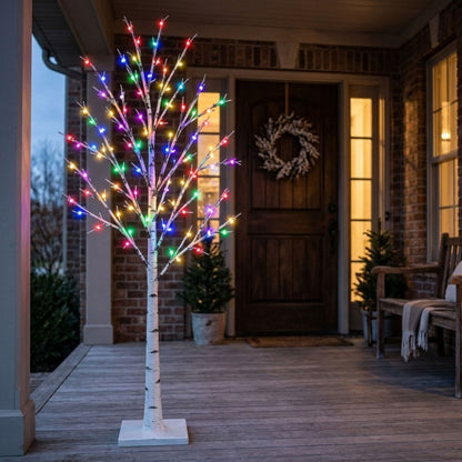 2.4M LED Birch Tree with 136 Multi-Coloured Lights