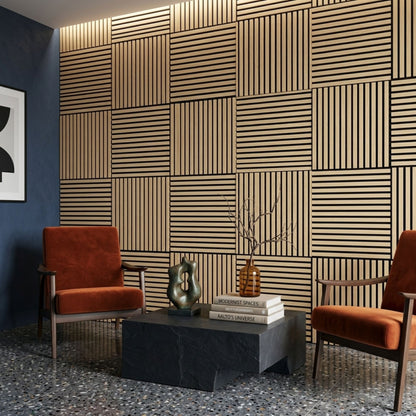 60 x 60cm Wood Finish Sound Absorbing Panels  4 Pack