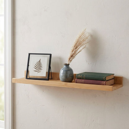 AAMEN Wall Mounted Bamboo Floating Shelf - 48cm