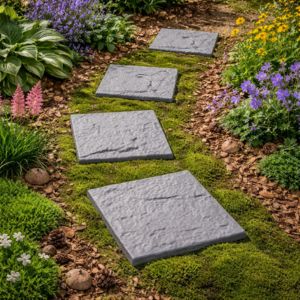 4 Pack Garden Stepping Stones – Durable Stone Effect Outdoor Path Tiles