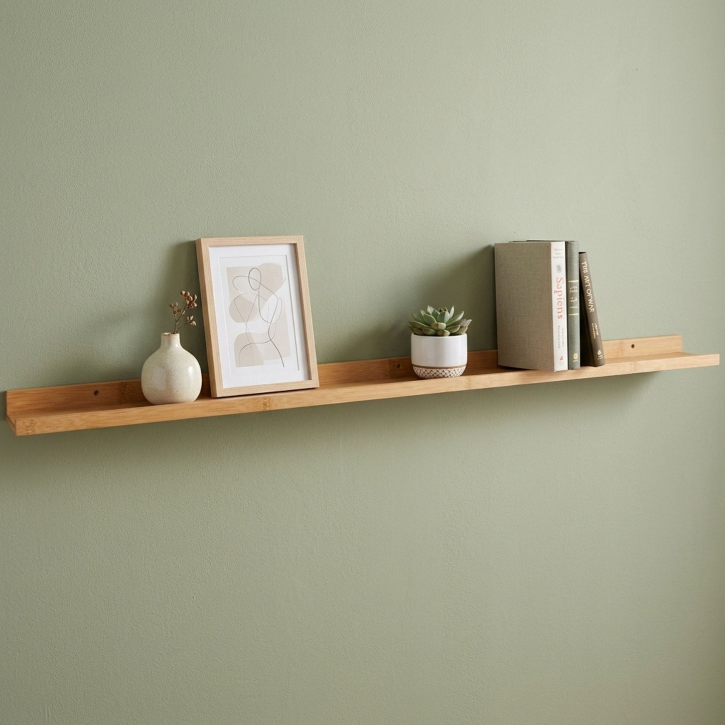 AAMEN Wall Mounted Bamboo Floating Shelf - 120cm