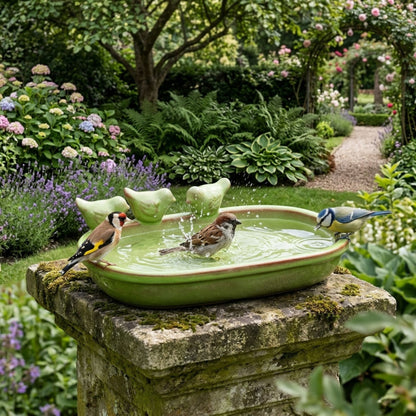 Ceramic Bird Bath Garden Decor Wild Bird Water Bowl