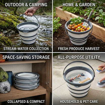 Collapsible Bucket with Handle for Camping and Cleaning