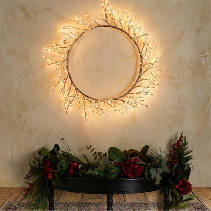 75cm LED Branch Christmas Wreath - 800 Warm White Lights