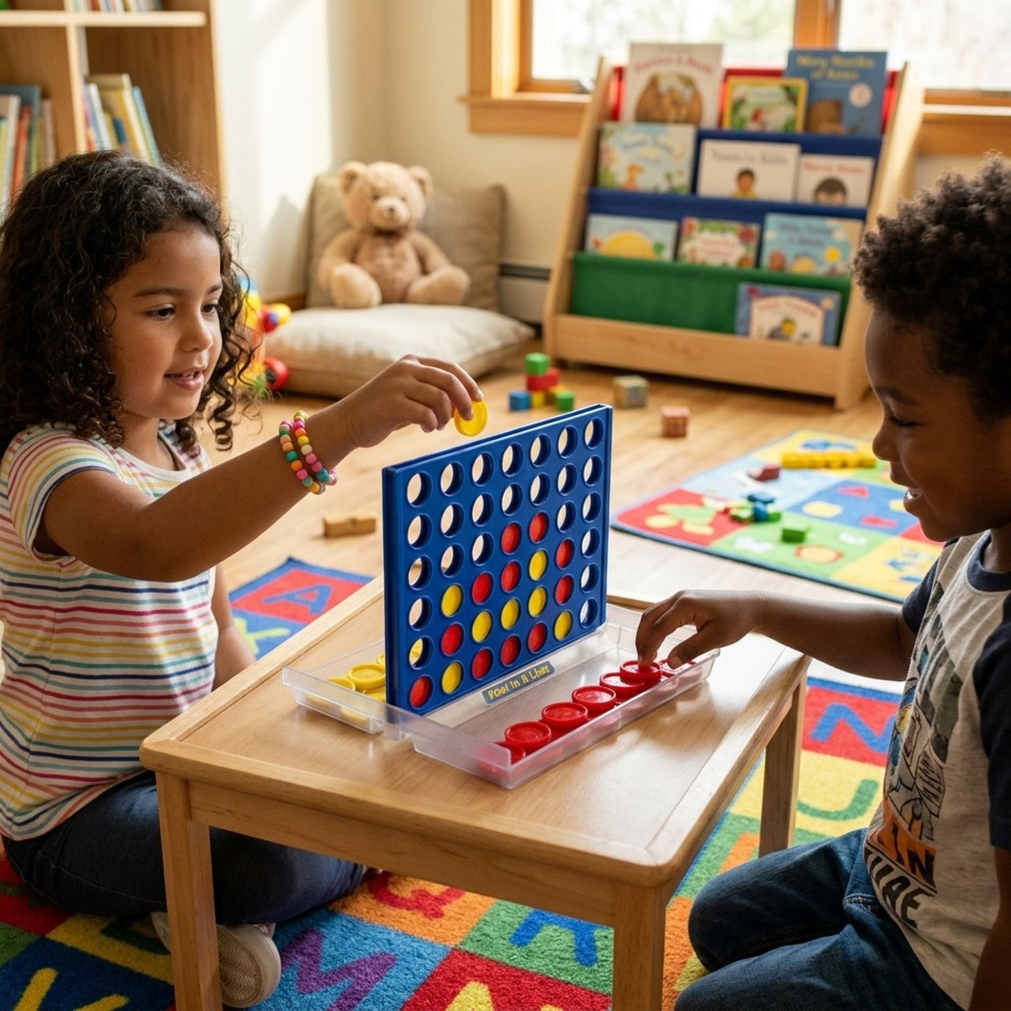 Portable Four in a Line Game for Kids Family Travel Board Game