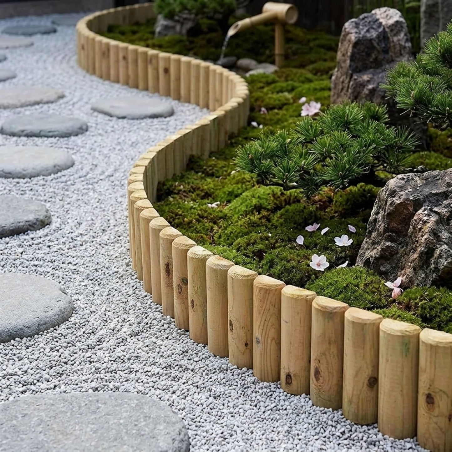 Natural Wood Garden Fence Border Log Roll Edging