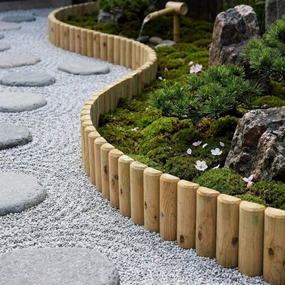 Natural Wood Garden Fence Border Log Roll Edging