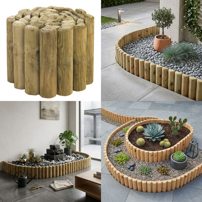 Natural Wood Garden Fence Border Log Roll Edging