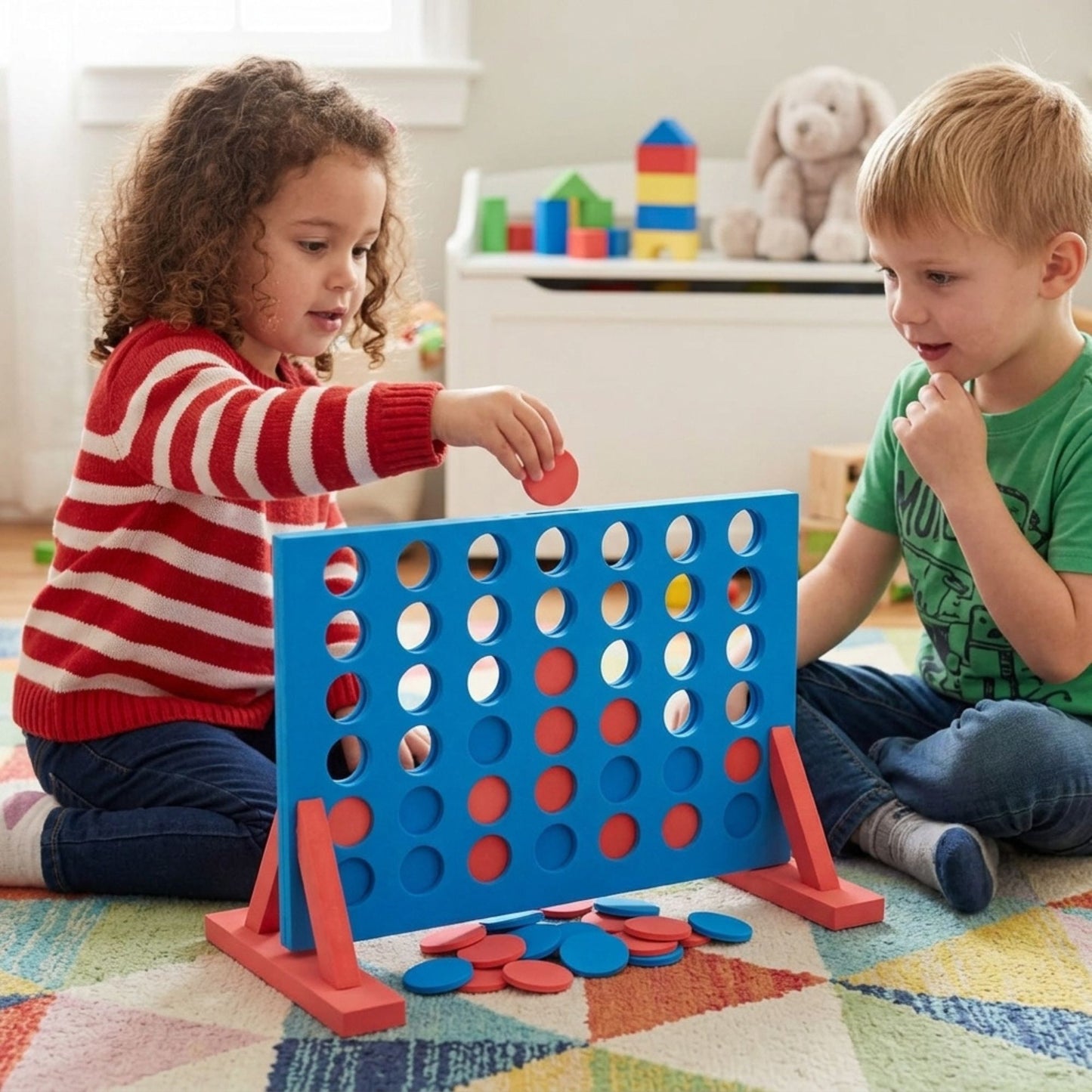 Giant 4 in a Row Game, Lawn Garden Toy with Stand