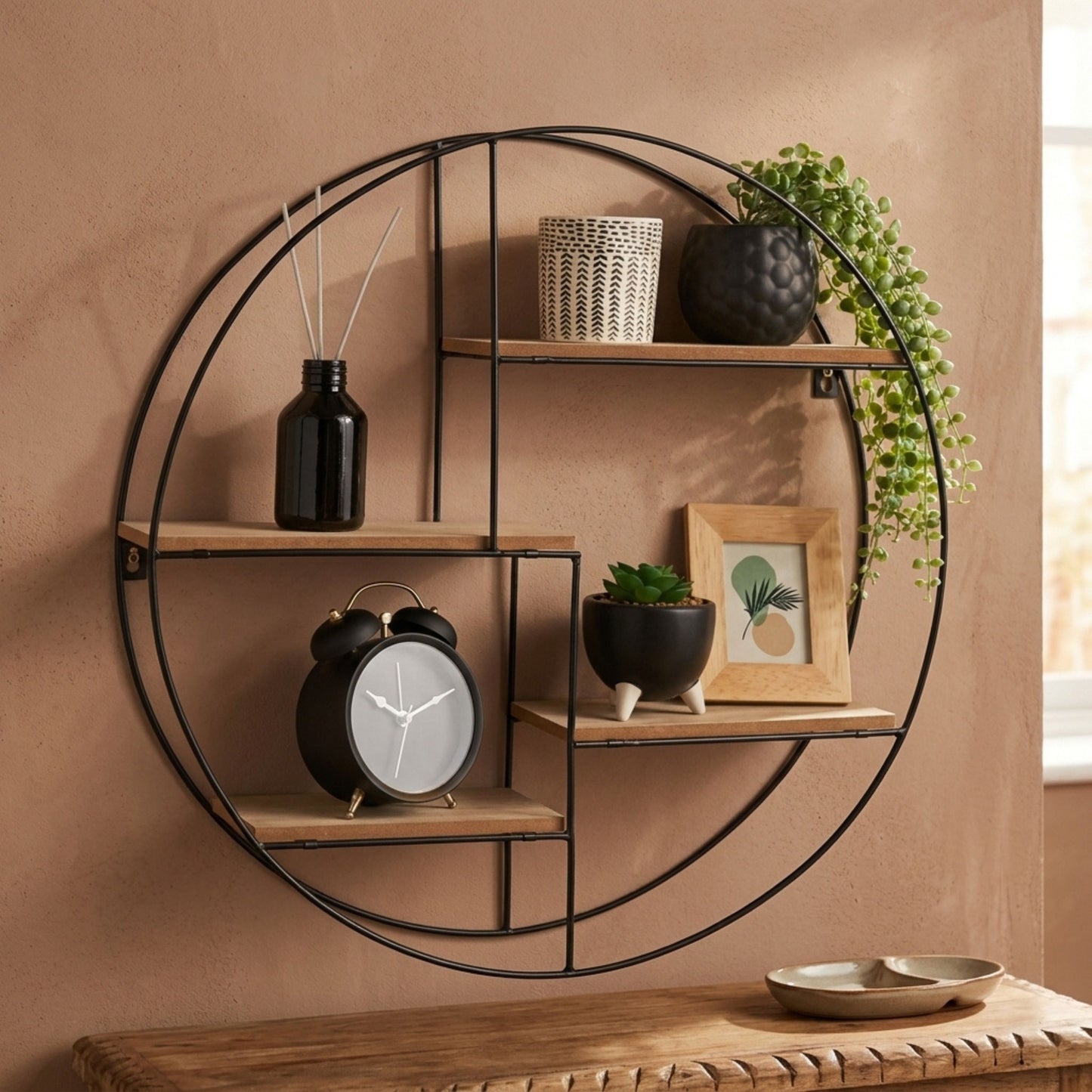 Round Storage Organizer Wall Floating Shelf