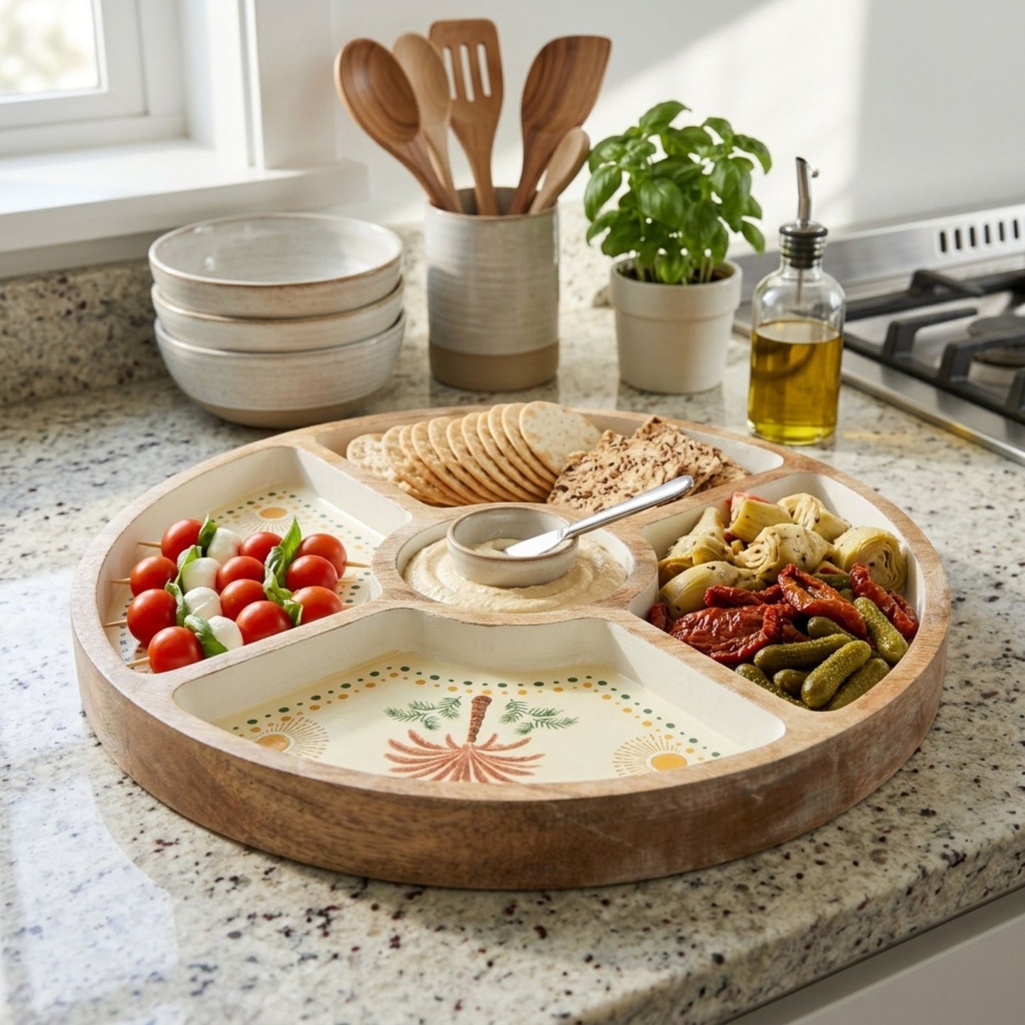 Desert Dusk Mango Wood Round Section Tray for Serving