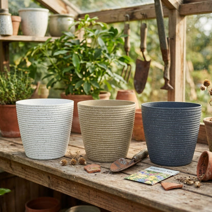 Thread Plastic Planter, Indoor Outdoor Speckled Planter