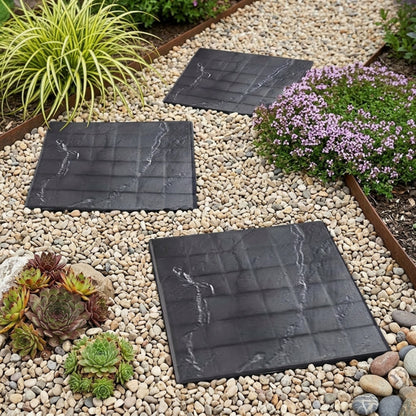 Black Stomp Easy Instant Paving Tiles, 4 Pack Garden Stepping Stones