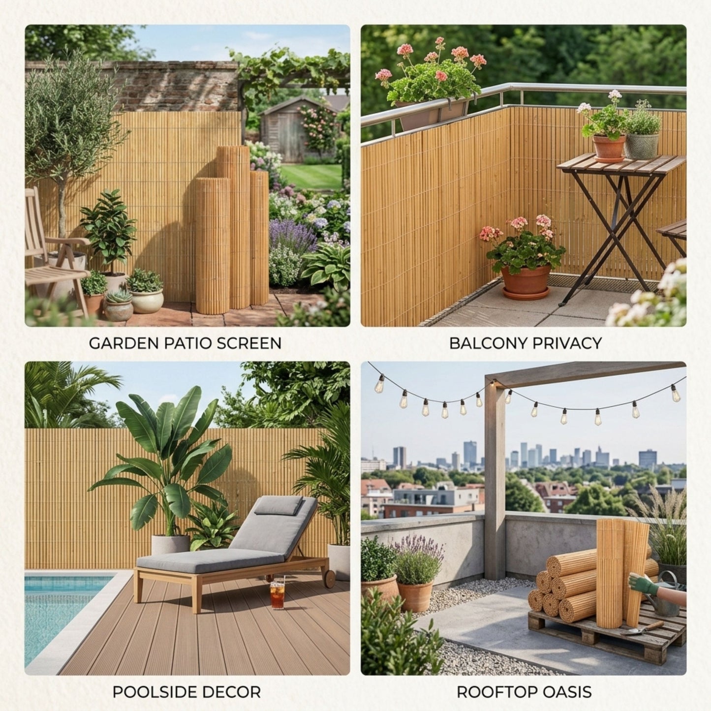 Natural Bamboo Slat Screening Garden Fence Roll