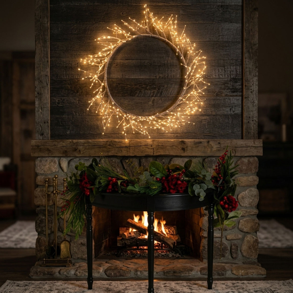 75cm LED Branch Christmas Wreath - 800 Warm White Lights