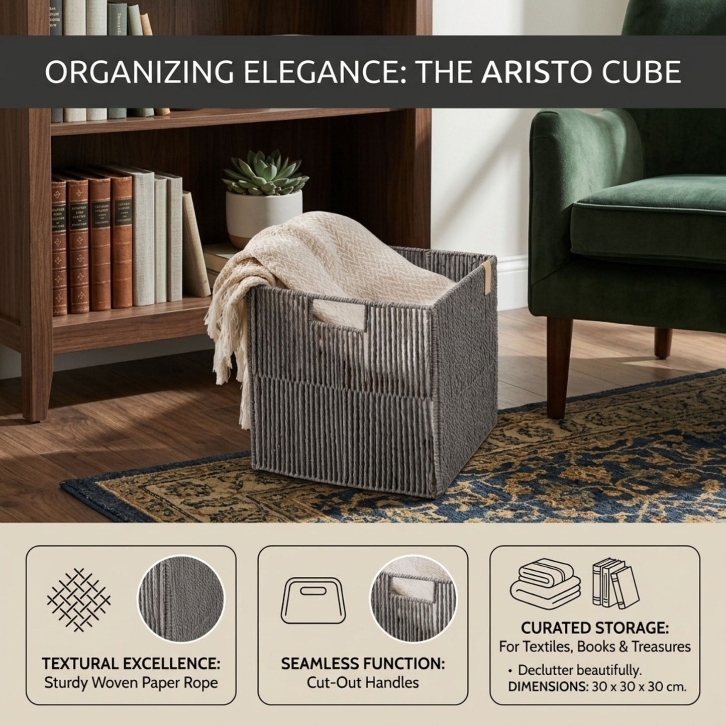 Woven Rope Storage Cube Basket