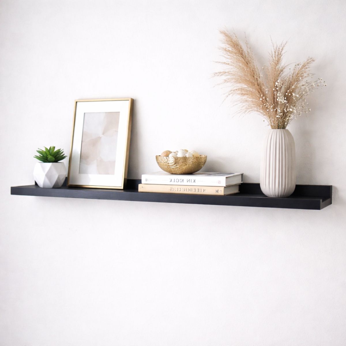 Wooden Floating Shelves - Black Wall Mounted Display Shel