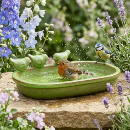 Ceramic Bird Bath Garden Decor Wild Bird Water Bowl