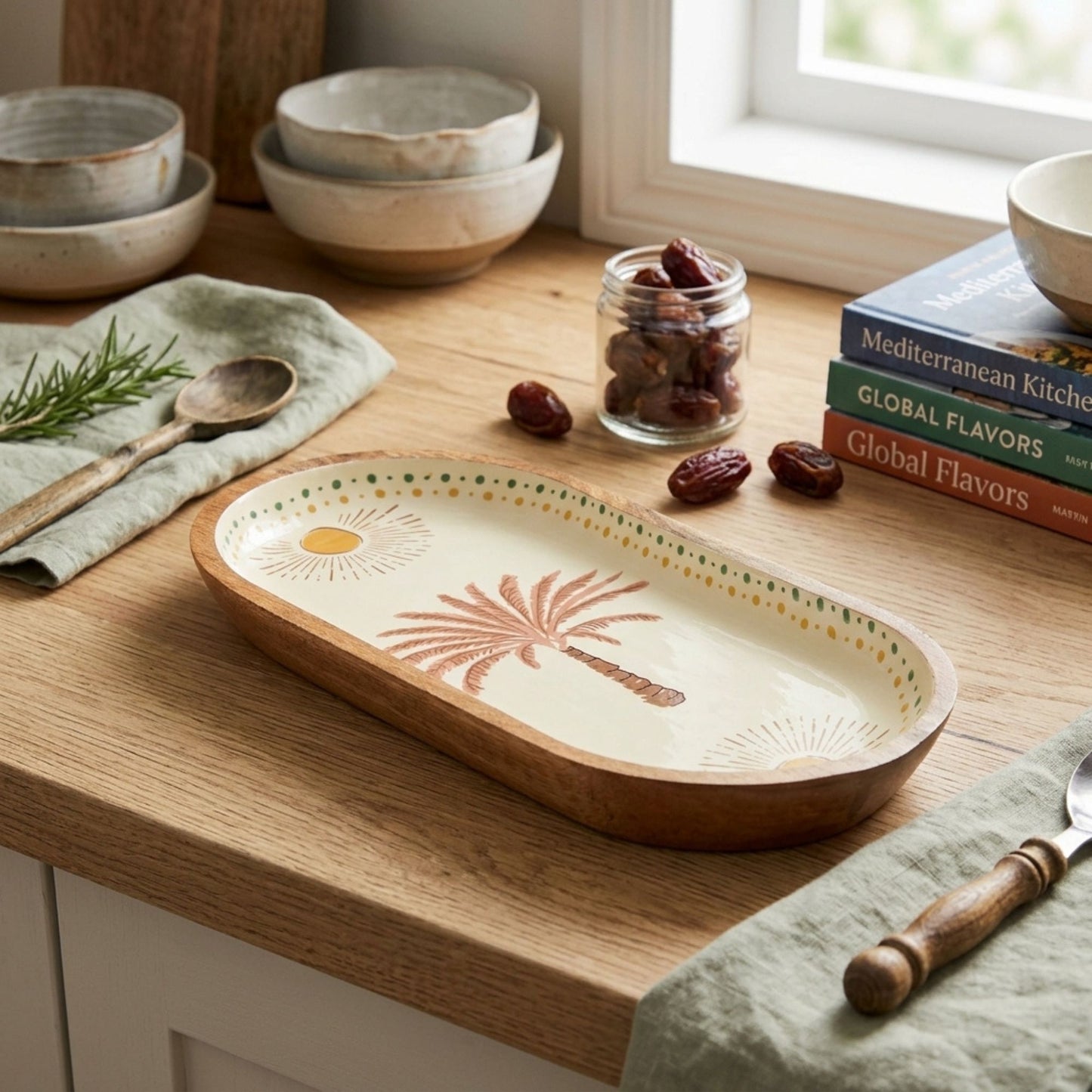 Mango Wood Oval Tray for Serving and Table Display