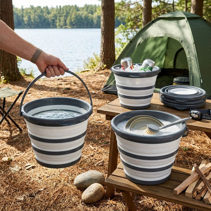 Collapsible Bucket with Handle for Camping and Cleaning