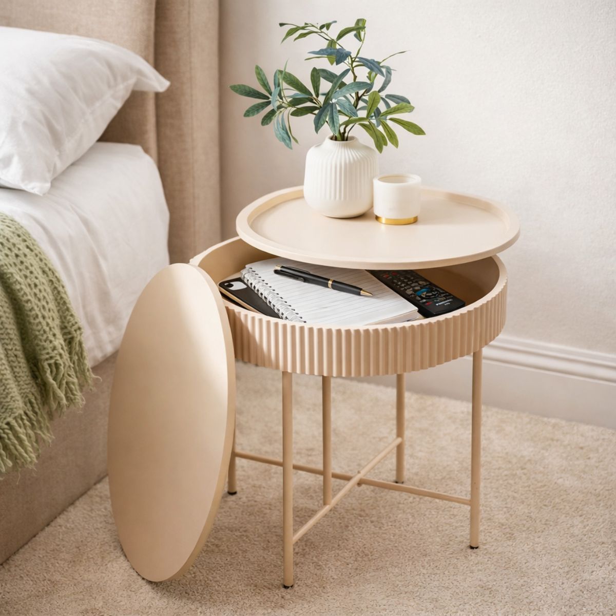 Modern Oak-Effect Bedside Table with Hidden Storage Drawer