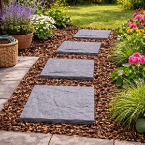 4 Pack Garden Stepping Stones – Durable Stone Effect Outdoor Path Tiles