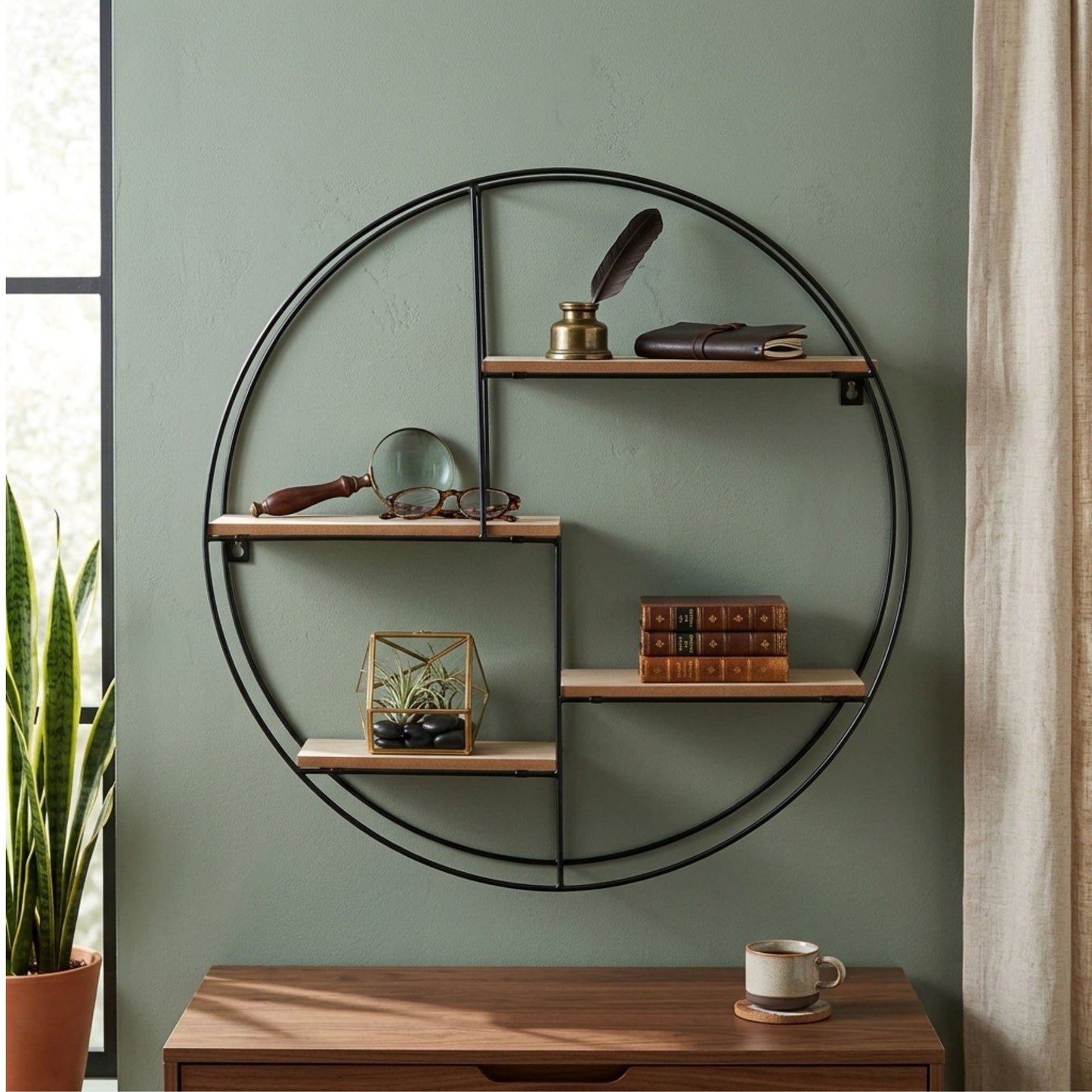 Round Storage Organizer Wall Floating Shelf