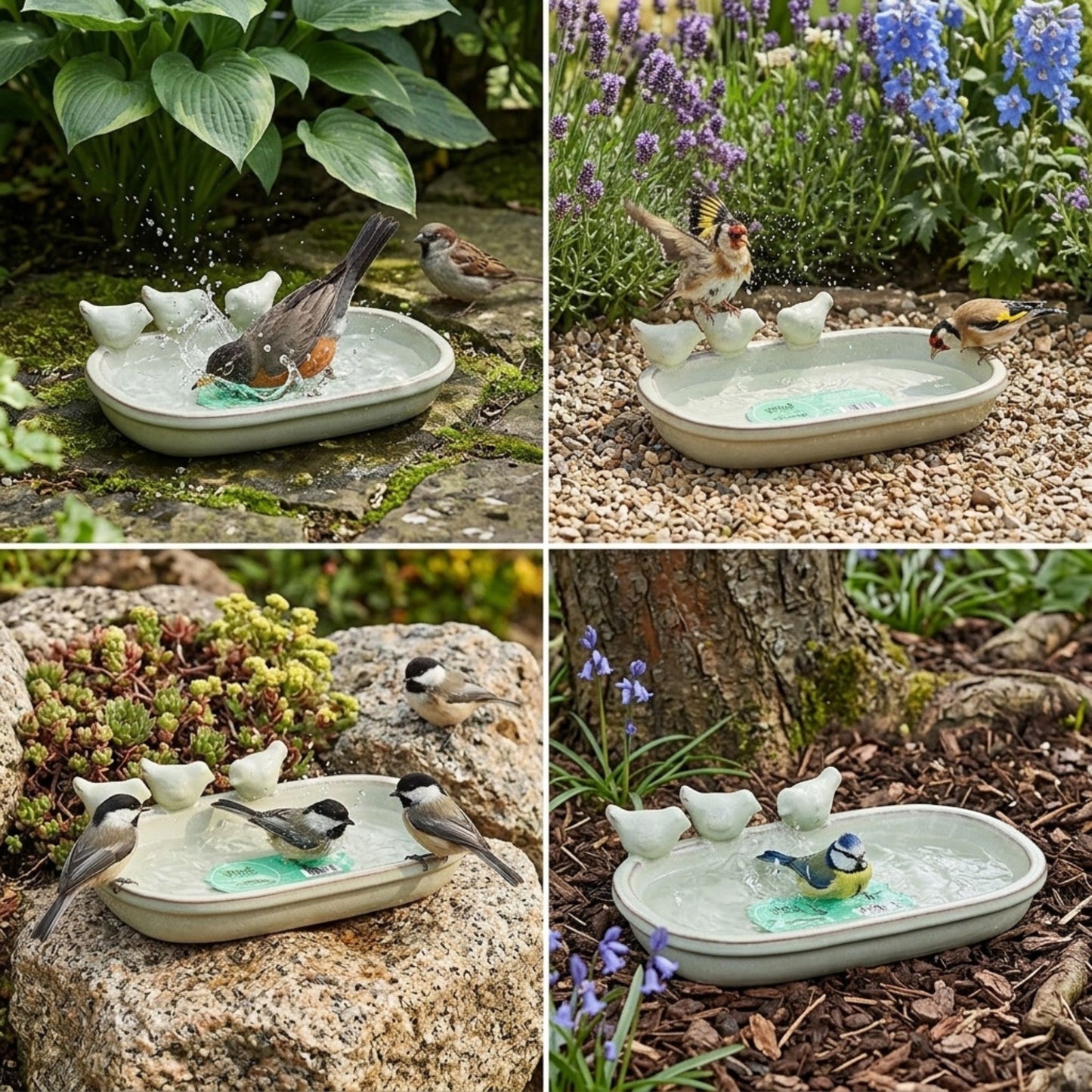 Ceramic Bird Bath Garden Decor Wild Bird Water Bowl