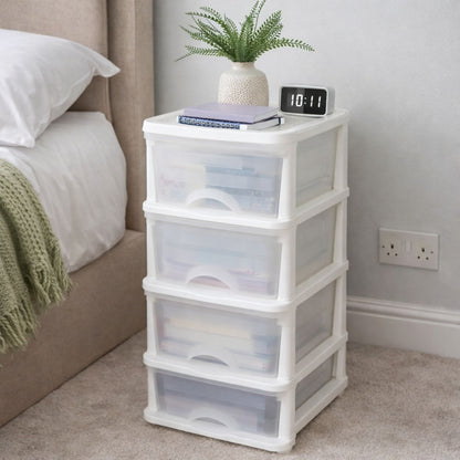 Plastic 4 Drawer Storage Tower Unit White Drawer Units Plastic Storage Drawers