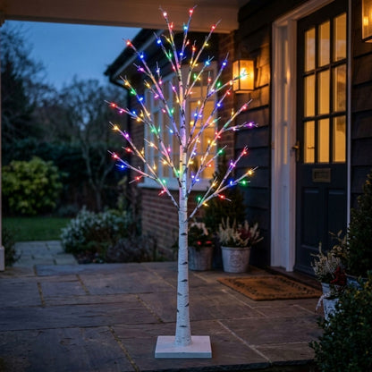 2.4M LED Birch Tree with 136 Multi-Coloured Lights