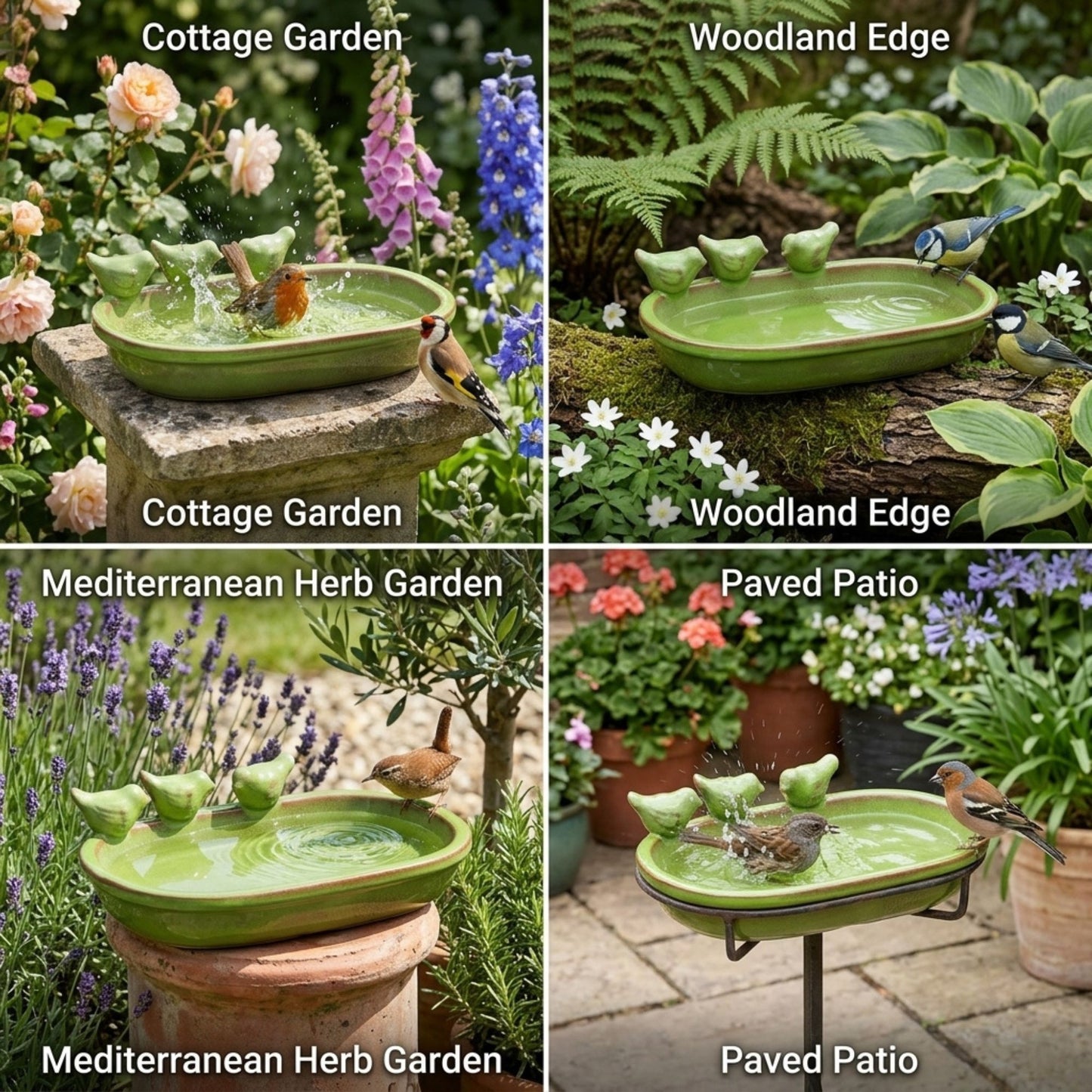Ceramic Bird Bath Garden Decor Wild Bird Water Bowl