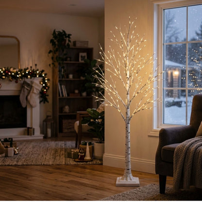 8ft LED Birch Tree with 160 Warm White Lights
