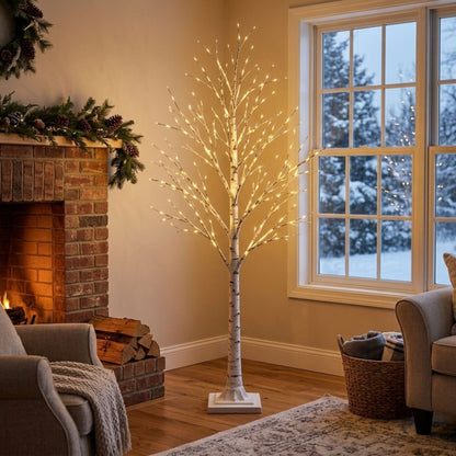 8ft LED Birch Tree with 160 Warm White Lights