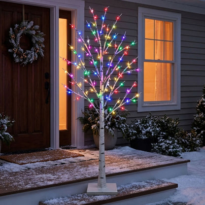 2.4M LED Birch Tree with 136 Multi-Coloured Lights
