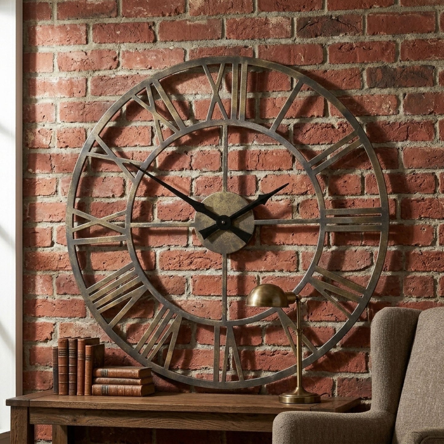 Large Metal Roman Numeral Wall Clock 50cm