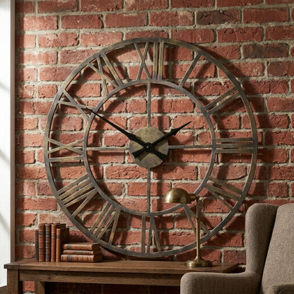 Large Metal Roman Numeral Wall Clock 50cm