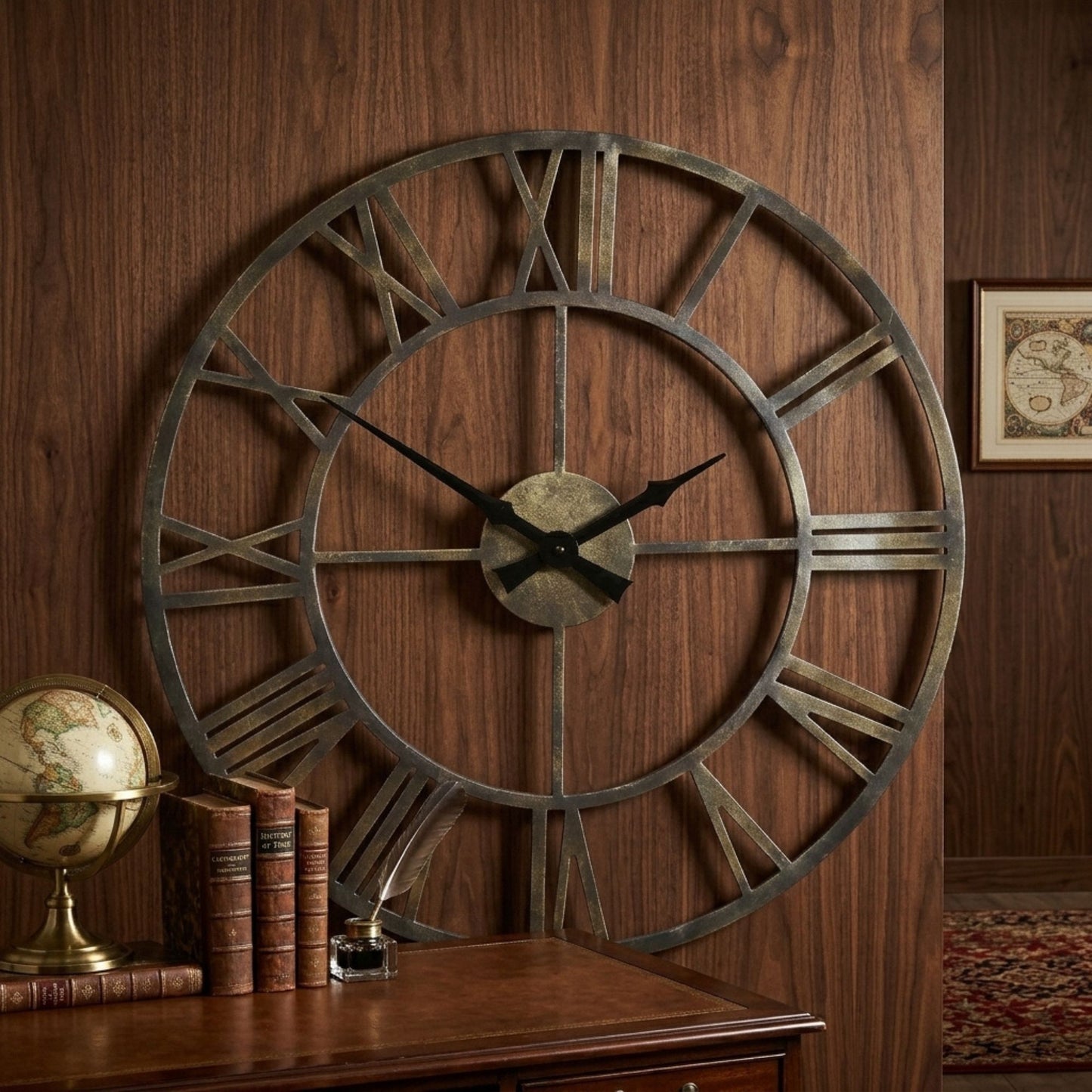 Large Metal Roman Numeral Wall Clock 50cm