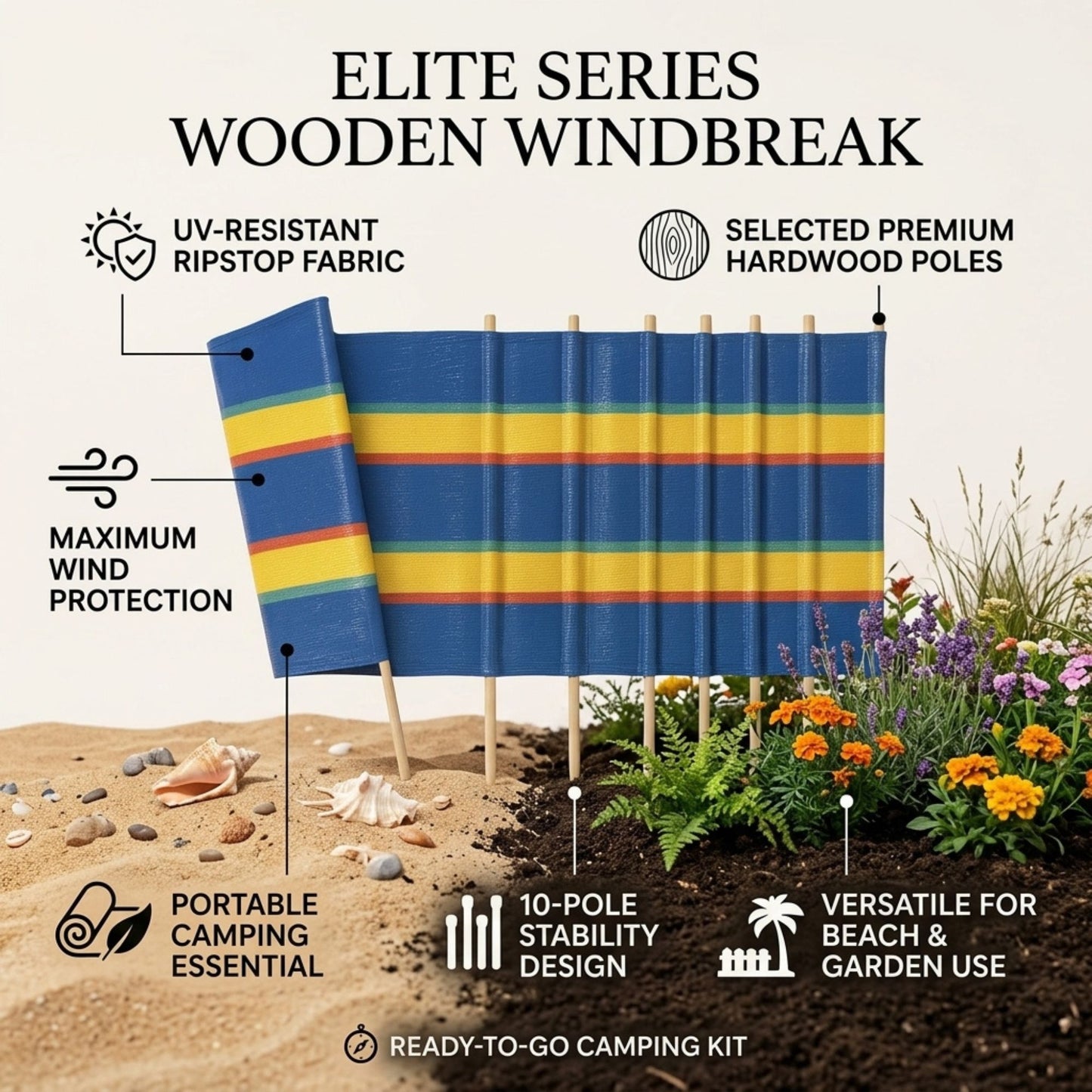 Beach & Camping Windbreak, Privacy Screen Sun Shelter