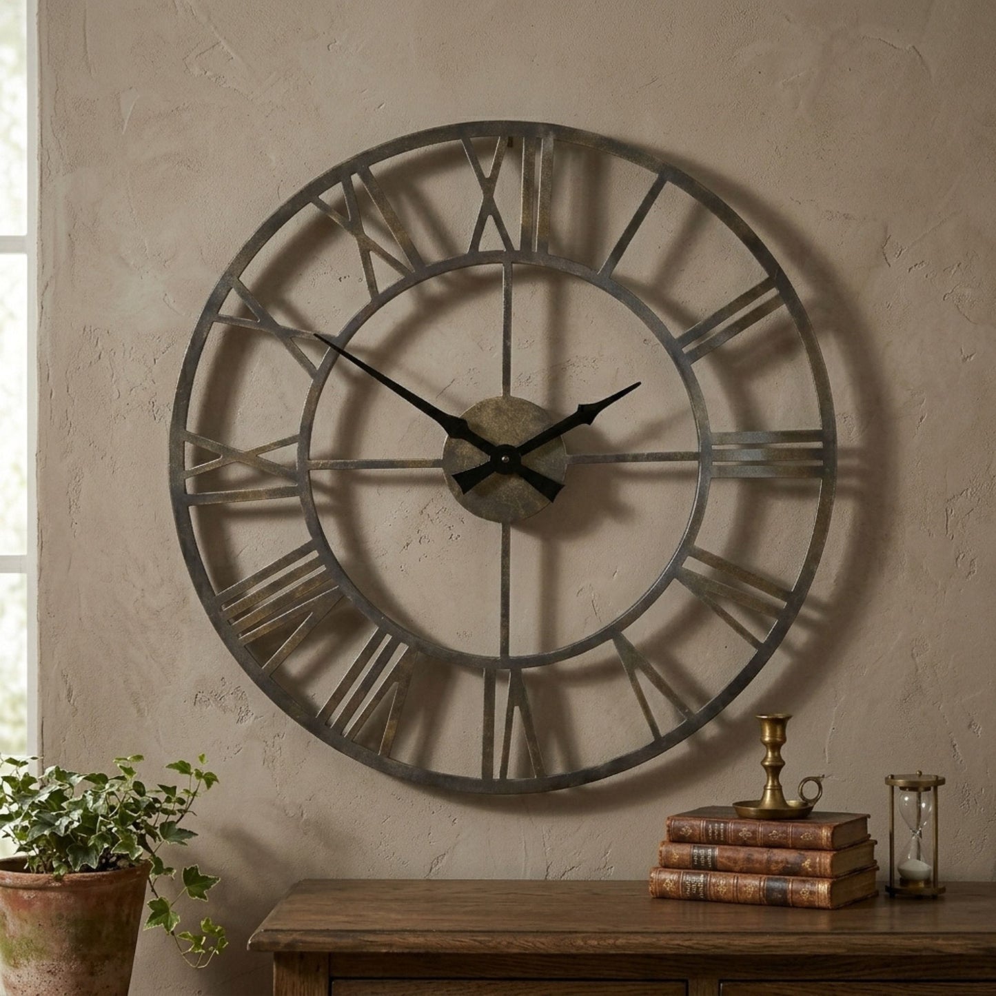 Large Metal Roman Numeral Wall Clock 50cm
