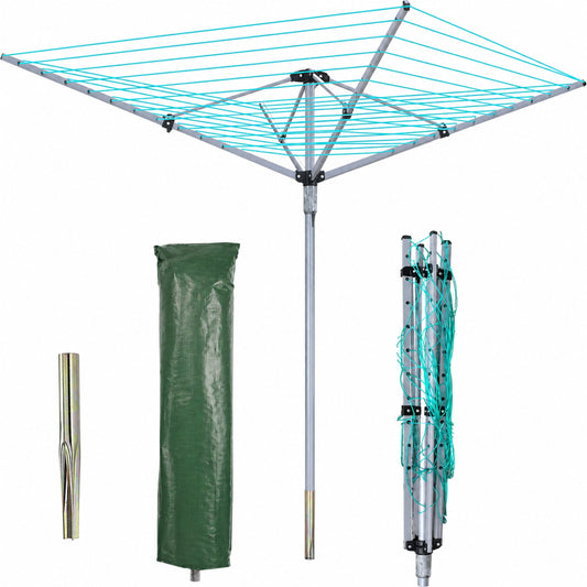 60m Heavy Duty Rotary Washing Line, Premium Outdoor Clothes Airer