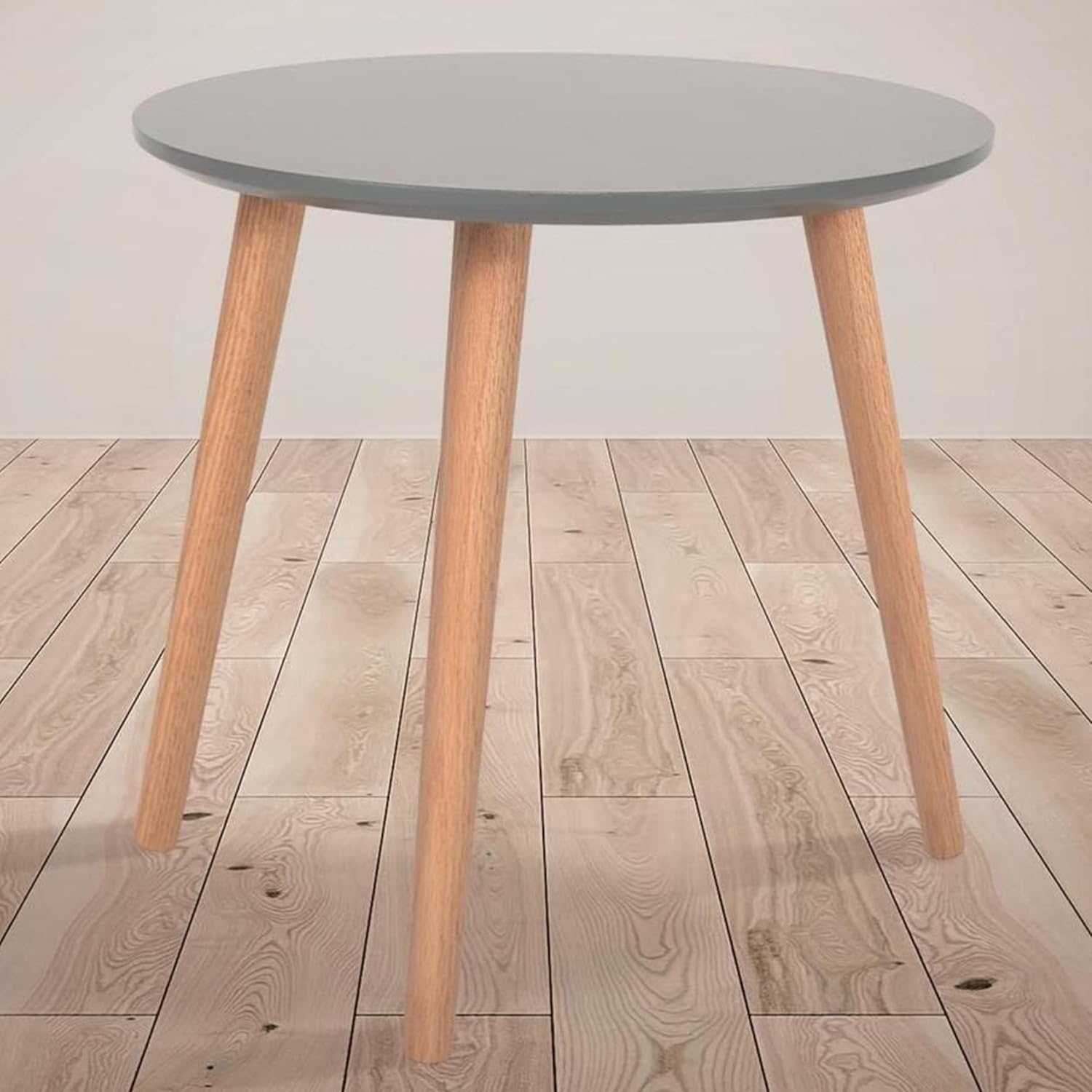 AAMEN Modern Scandinavian Round Coffee Table – 40cm White Top with Bamboo Legs