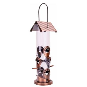6-Port Metal Wild Bird Feeder – Water Resistant Hanging Tube for All-Season Use